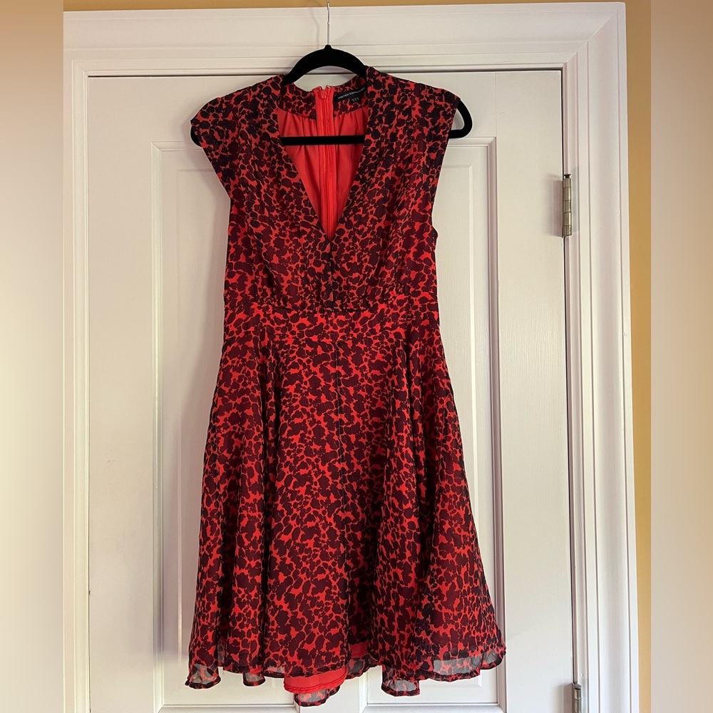 French Connection Red and Black Leopard Dress